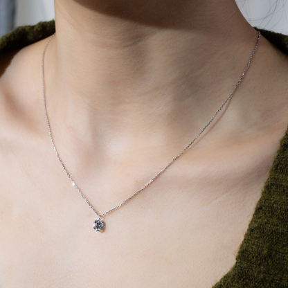 MissDiamond Round Cut Lab Grown Diamond 1CT 9K White Gold Pendant Necklace MSN-957