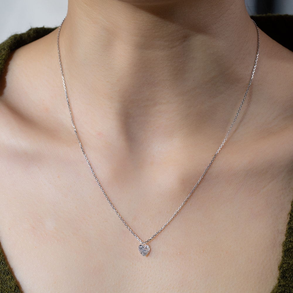 MissDiamond Heart Cut Lab Grown Diamond 1CT 9K White Gold Pendant Necklace MSN-956