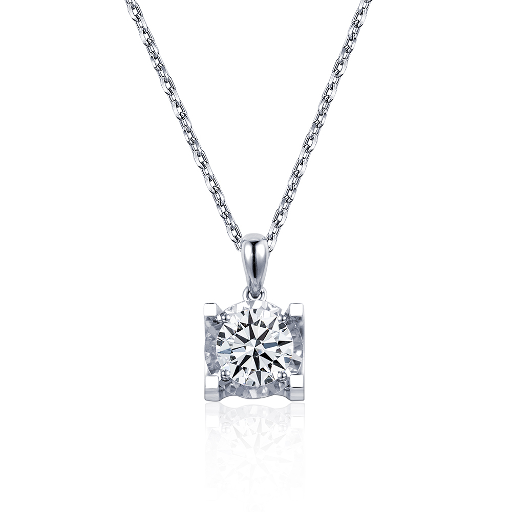 MissDiamond Round Cut Lab Grown Diamond 1.5CT D VS2 Platinum Pendant Necklace MSN-773