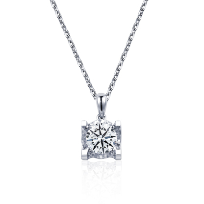 MissDiamond Round Cut Lab Grown Diamond 1.5CT D VS2 Platinum Pendant Necklace MSN-773