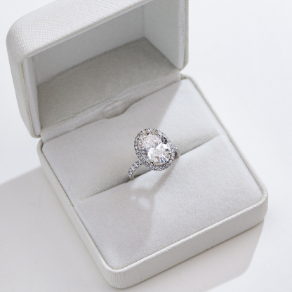 MissDiamond Lab Grown Diamond 6.04CT D G VS1 VVS2 Platinum Halo Ring MSR-828