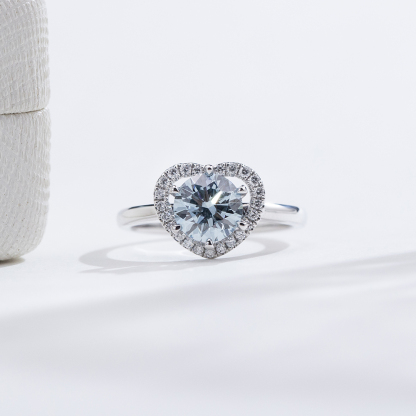 MissDiamond Round Cut Lab Grown Diamond 1.14CT B VS1 Platinum Halo Ring MSR-1107