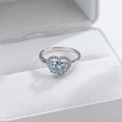 MissDiamond Round Cut Lab Grown Diamond 1.14CT B VS1 Platinum Halo Ring MSR-1107