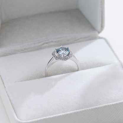 MissDiamond Round Cut Lab Grown Diamond 1.14CT B VS1 Platinum Halo Ring MSR-1107