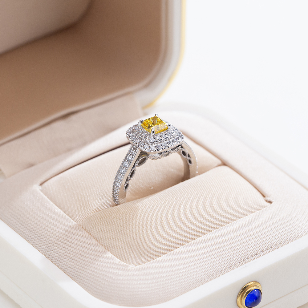 MissDiamond Lab Grown Diamond 0.605CT  VS2 Platinum Halo Ring MSR-1428