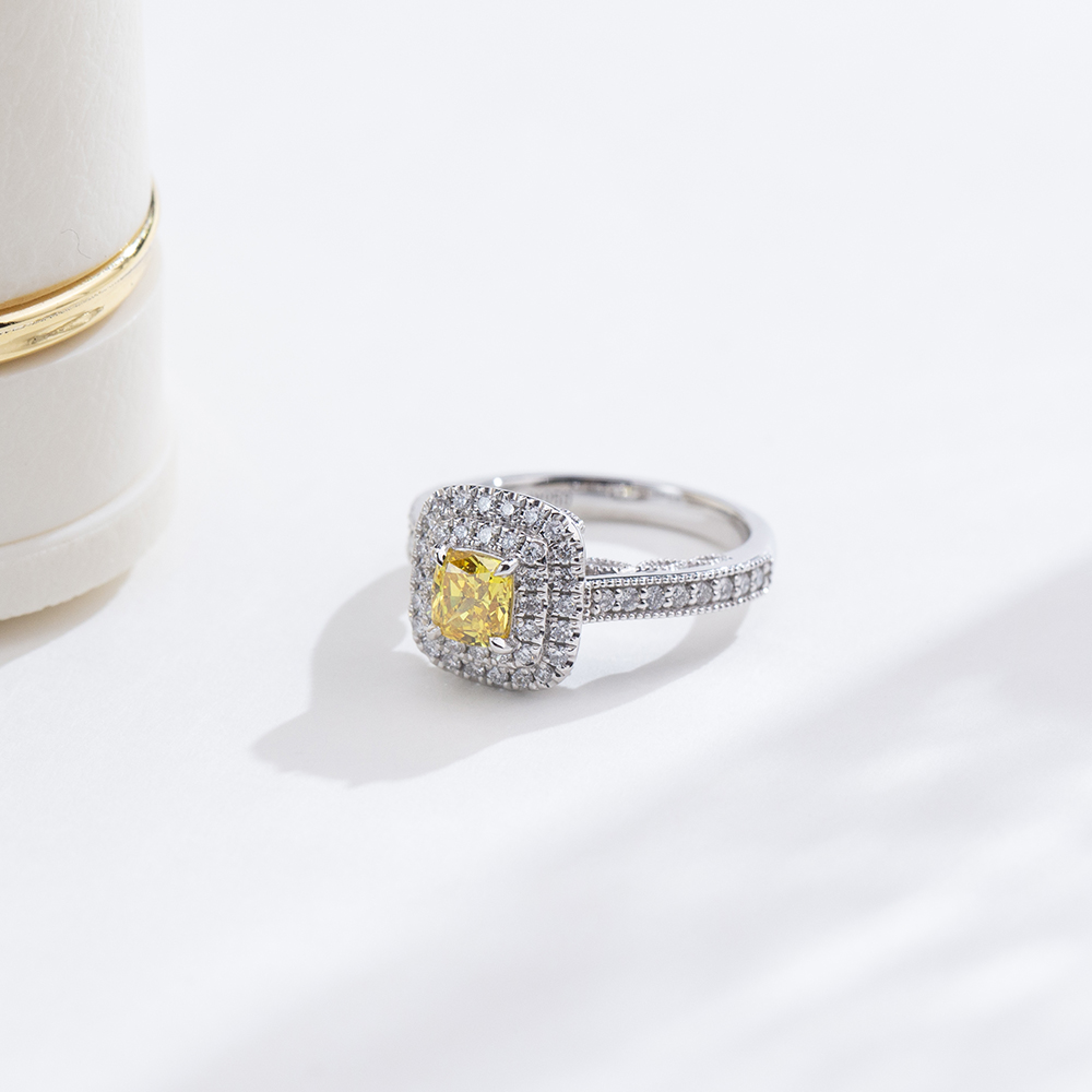 MissDiamond Lab Grown Diamond 0.605CT  VS2 Platinum Halo Ring MSR-1428