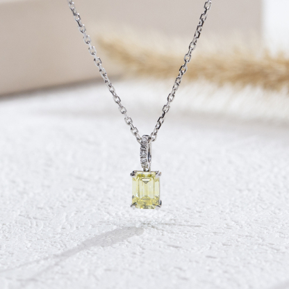 MissDiamond Emerald Cut Lab Grown Diamond 1.04CT FY SI1 Platinum Pendant Necklace MSN-714