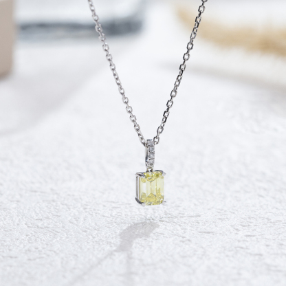 MissDiamond Emerald Cut Lab Grown Diamond 1.04CT FY SI1 Platinum Pendant Necklace MSN-714
