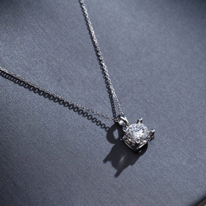 MissDiamond Round Cut Lab Grown Diamond 1.5CT D VS2 Platinum Pendant Necklace MSN-773