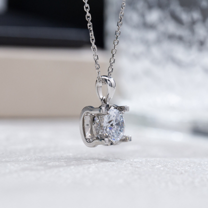 MissDiamond Round Cut Lab Grown Diamond 1.5CT D VS2 Platinum Pendant Necklace MSN-773