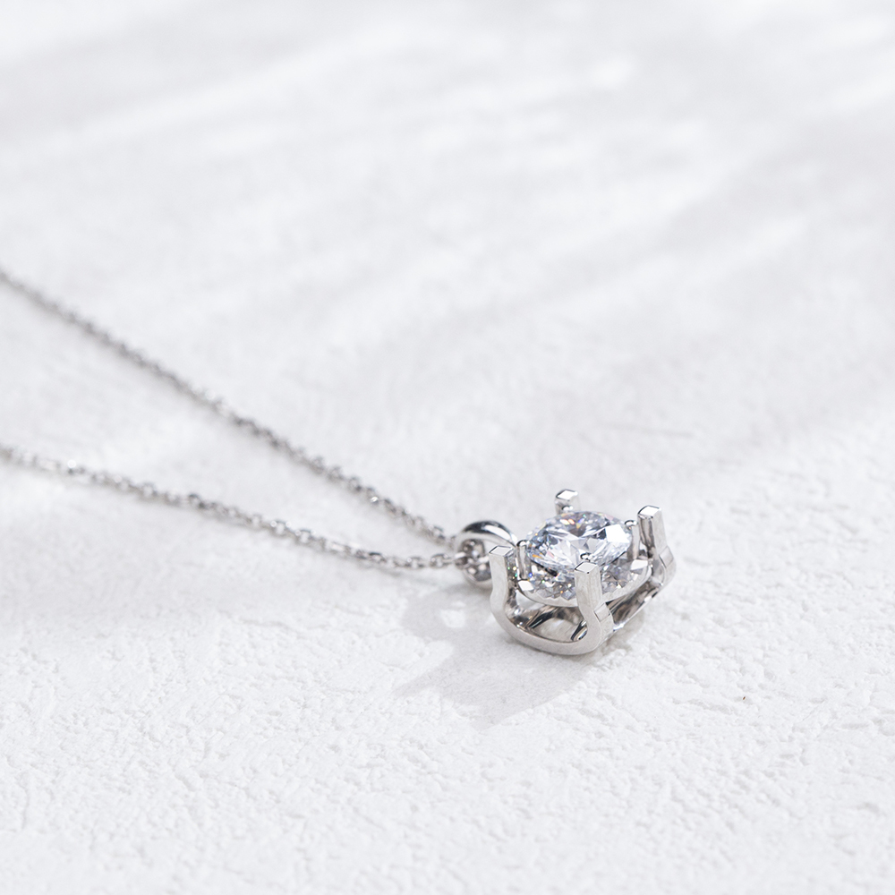 MissDiamond Round Cut Lab Grown Diamond 1.5CT D VS2 Platinum Pendant Necklace MSN-773