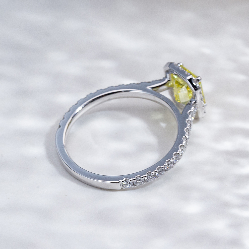 MissDiamond Emerald Cut Lab Grown Diamond 1.18CT 18K White Gold Halo Ring MSR-1478