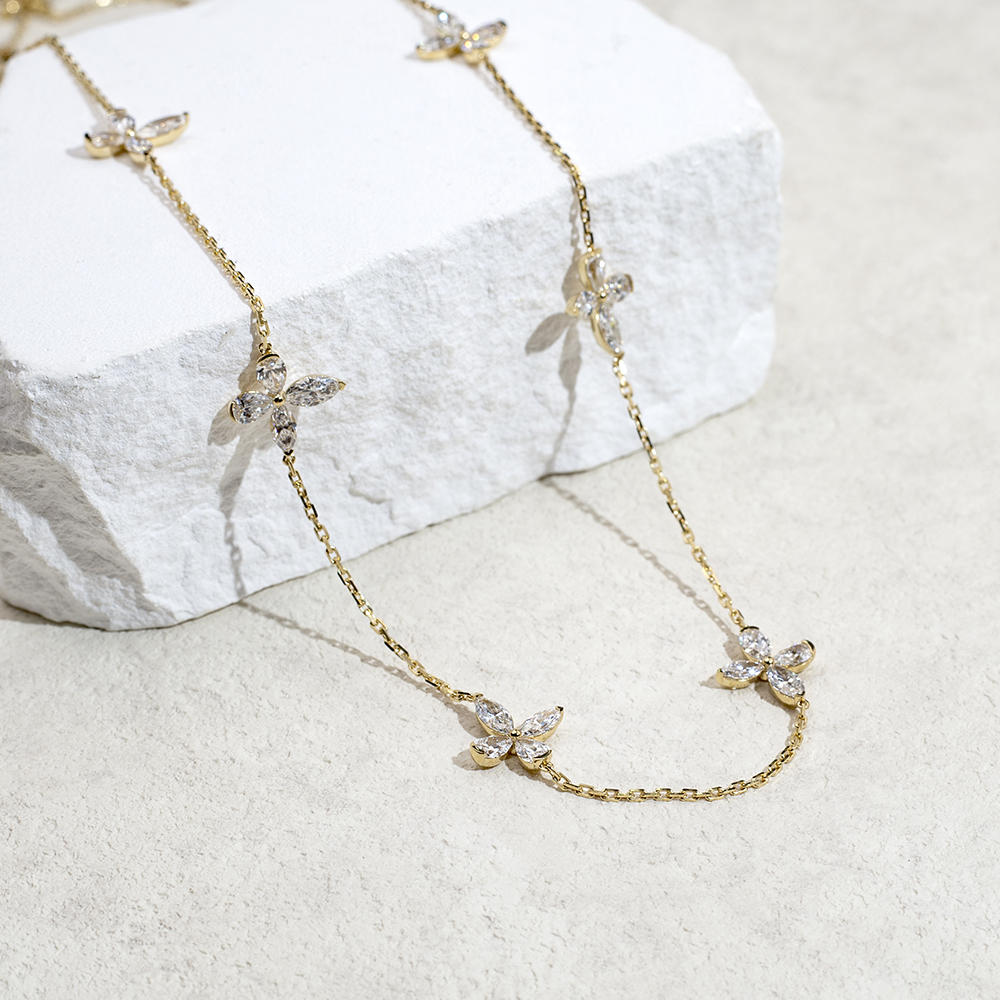 Fancy Shape Lab Grown Diamond E VVS2 14K gold Necklace MSN-845