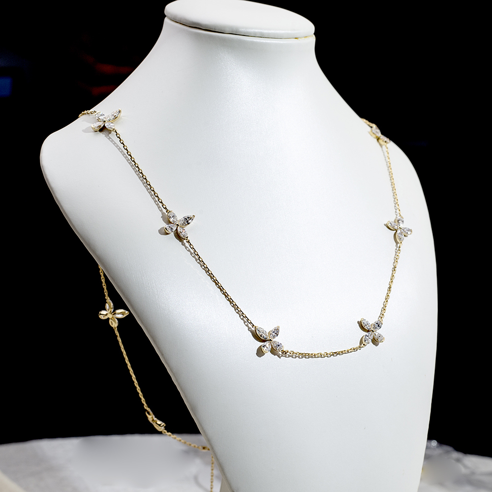 Fancy Shape Lab Grown Diamond E VVS2 14K gold Necklace MSN-845