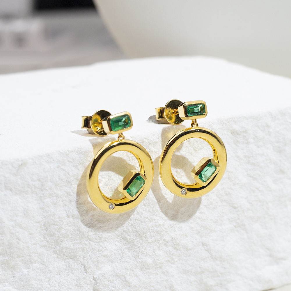 Octagon Shape Green Lab Grown Diamond E VVS2 S925 Silver Earrings MSE-777