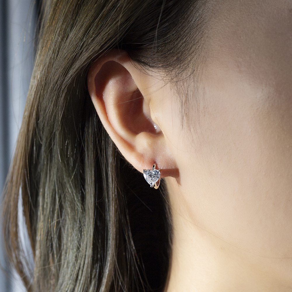 Lab Grown Diamond Heart Shape 18K White Gold Earrings MSE-778