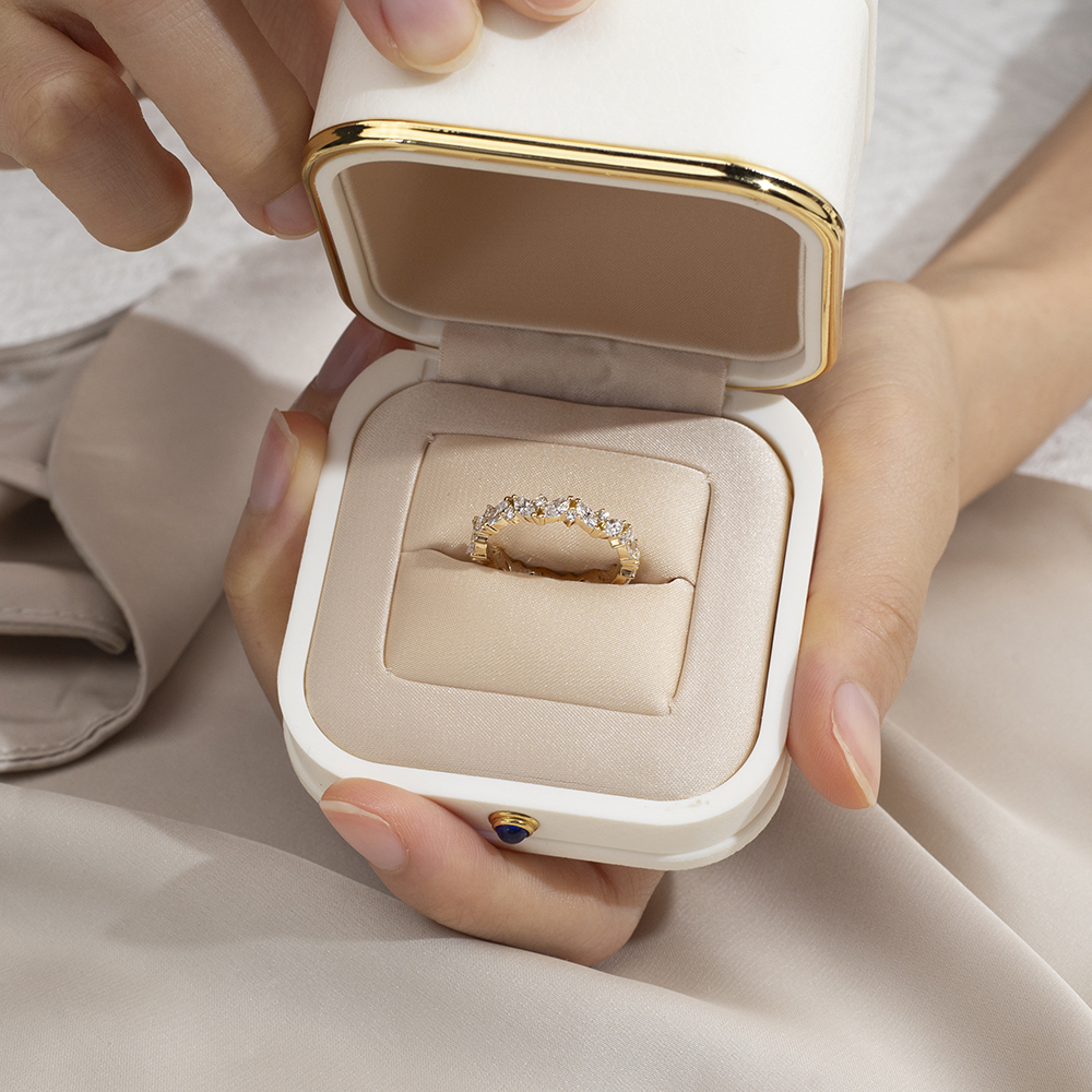 Marquise Lab Grown Diamond Half Eternity 18K White Gold Ring MSR-1684