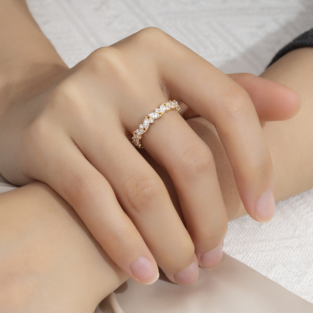 Marquise Lab Grown Diamond Half Eternity 18K White Gold Ring MSR-1684