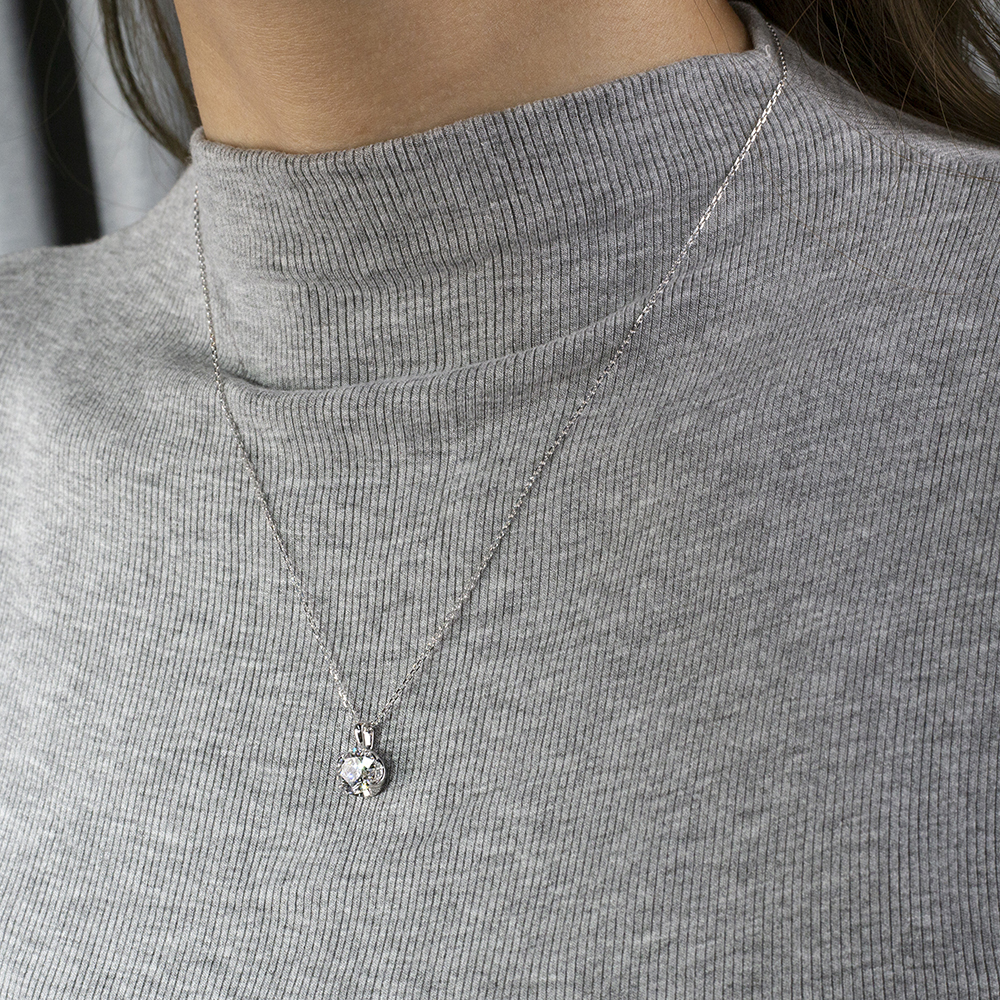 Round Shape Lab Diamond D VS1 2.08CT 18K White Gold Necklace MSN-849