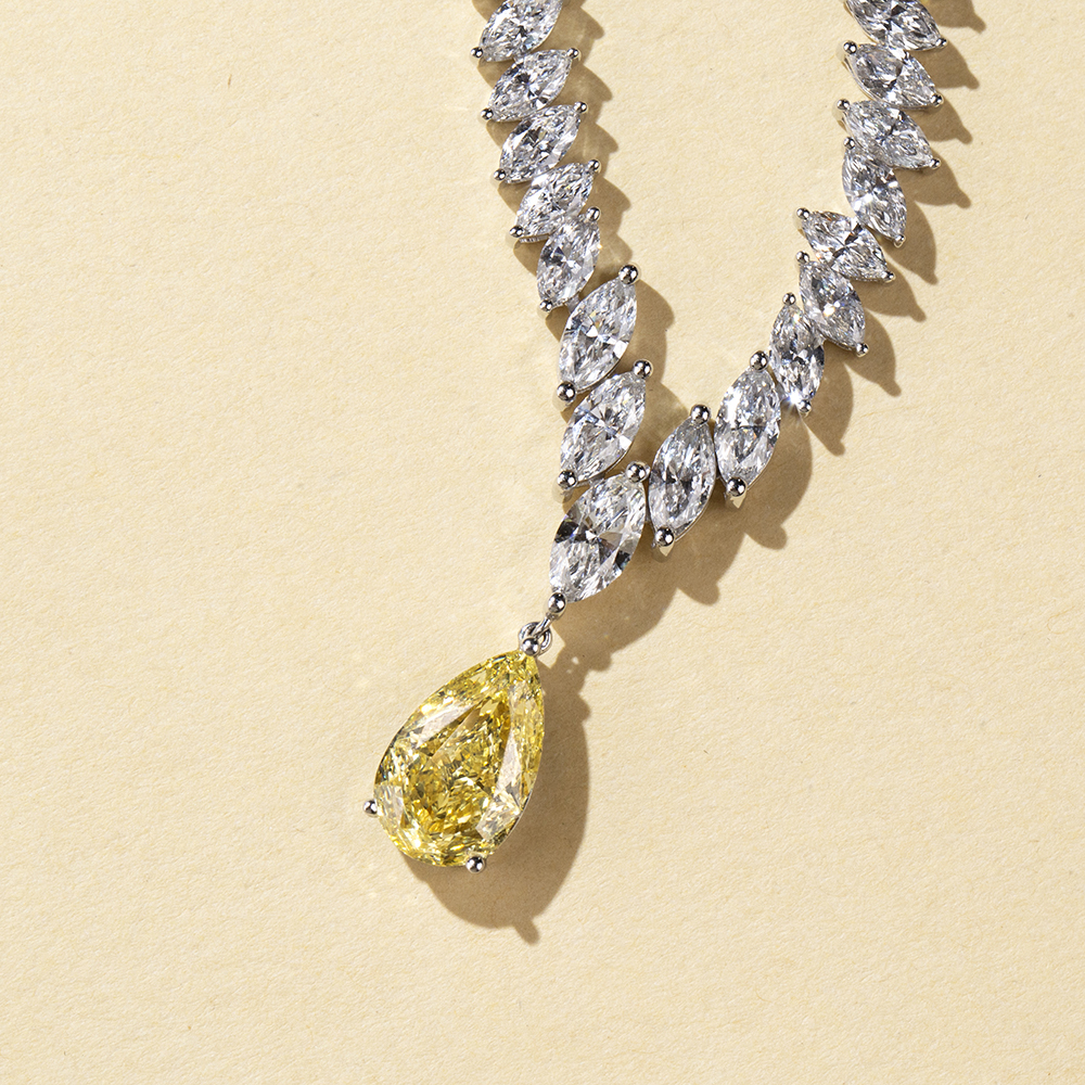 MissDiamond Pear Cut Lab Grown Diamond 3.02CT 18K White Gold Pendant Necklace MSN-886