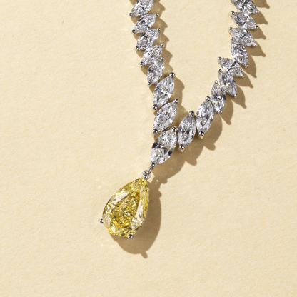 MissDiamond Pear Cut Lab Grown Diamond 3.02CT 18K White Gold Pendant Necklace MSN-886