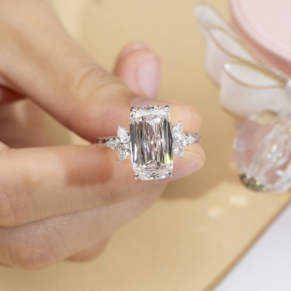 MissDiamond Ashoka Cut Lab Grown Diamond 7CT Solitaire F VVS2 18K White Gold Ring MSR-1689