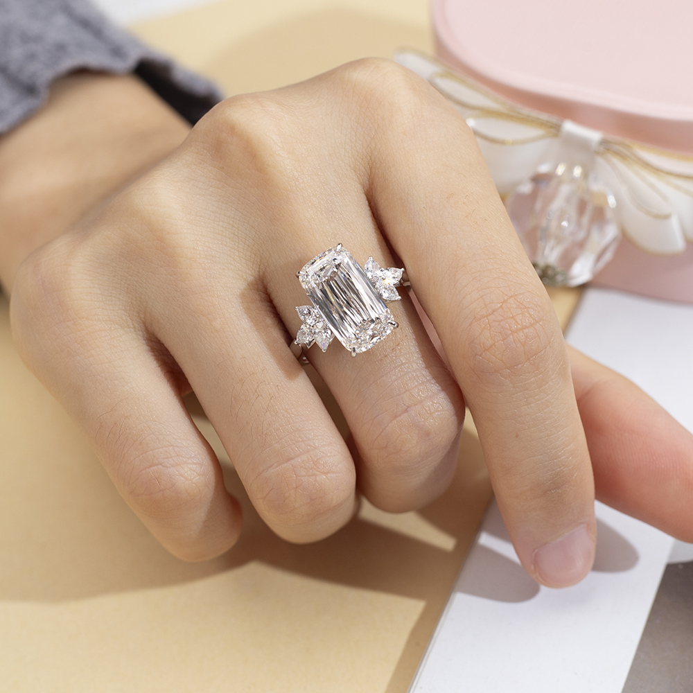 MissDiamond Ashoka Cut Lab Grown Diamond 7CT Solitaire F VVS2 18K White Gold Ring MSR-1689