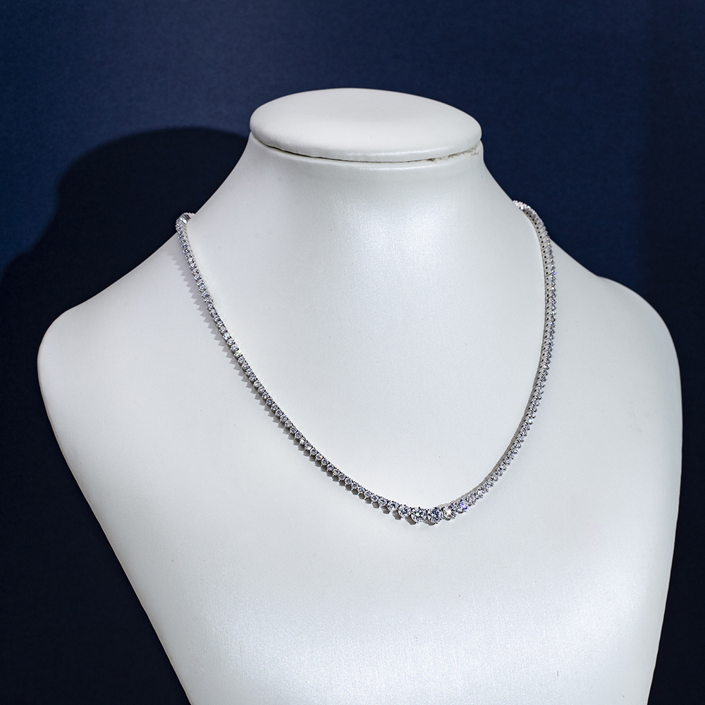 MissDiamond Round Shape Lab Grown Diamond E VVS1 14K White Gold 39mm Tennis Necklace MSN-858