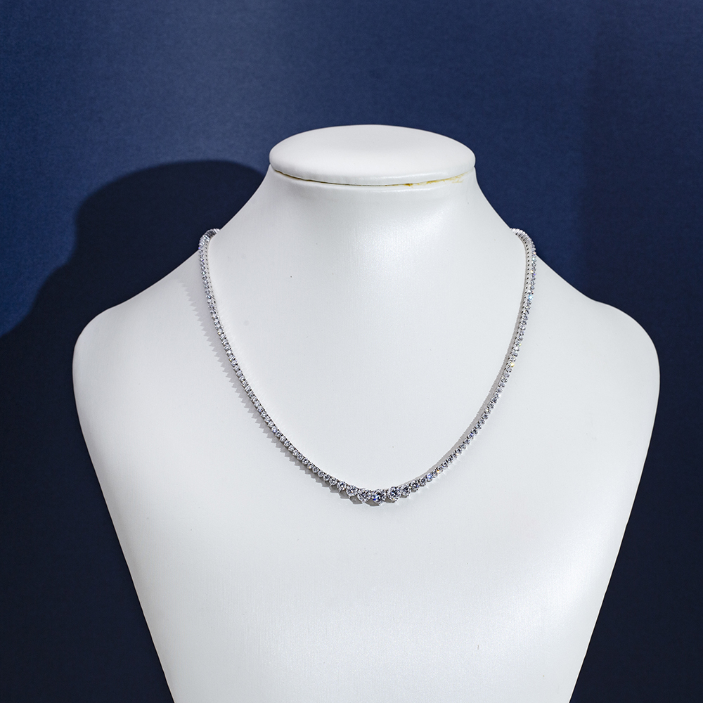 MissDiamond Round Shape Lab Grown Diamond E VVS1 14K White Gold 39mm Tennis Necklace MSN-858