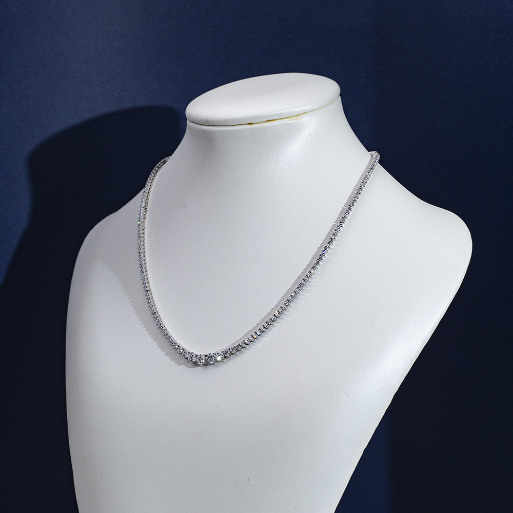 MissDiamond Round Shape Lab Grown Diamond E VVS1 14K White Gold 39mm Tennis Necklace MSN-858