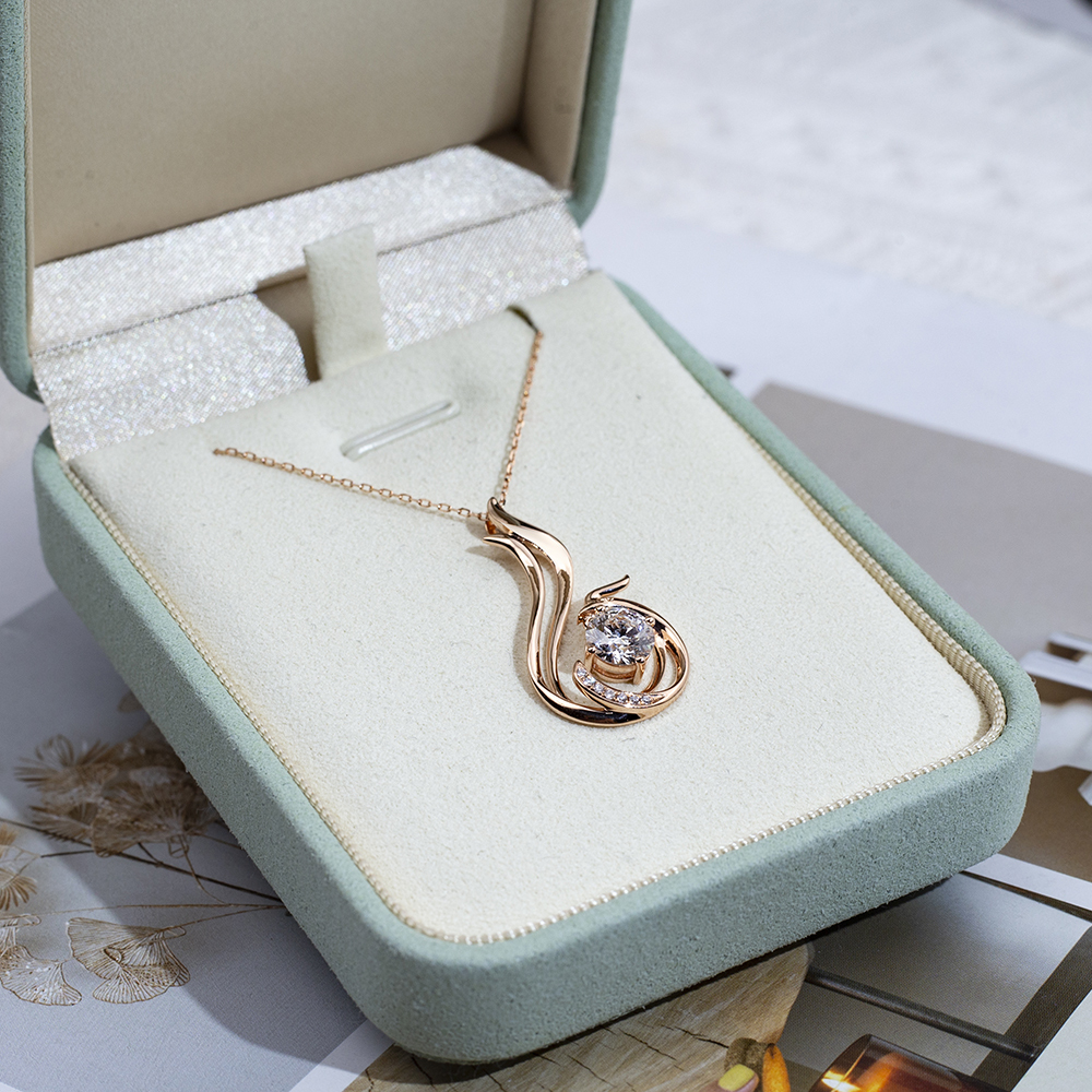 MissDiamond Round Shape Lab Diamond E VVS2 18K Rose Gold Pendant Necklace MSN-854