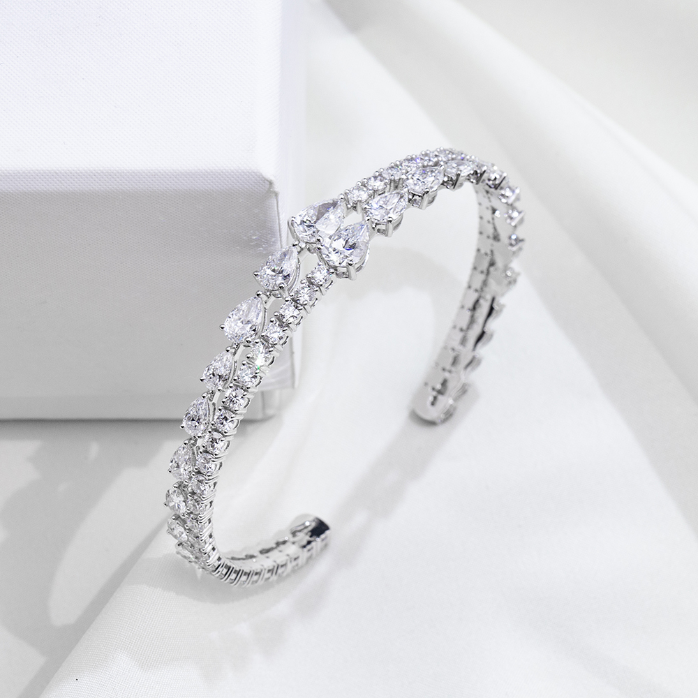 MissDiamond Lab Grown Diamond 18K White Gold Mixed Shape Bracelet MSB-647