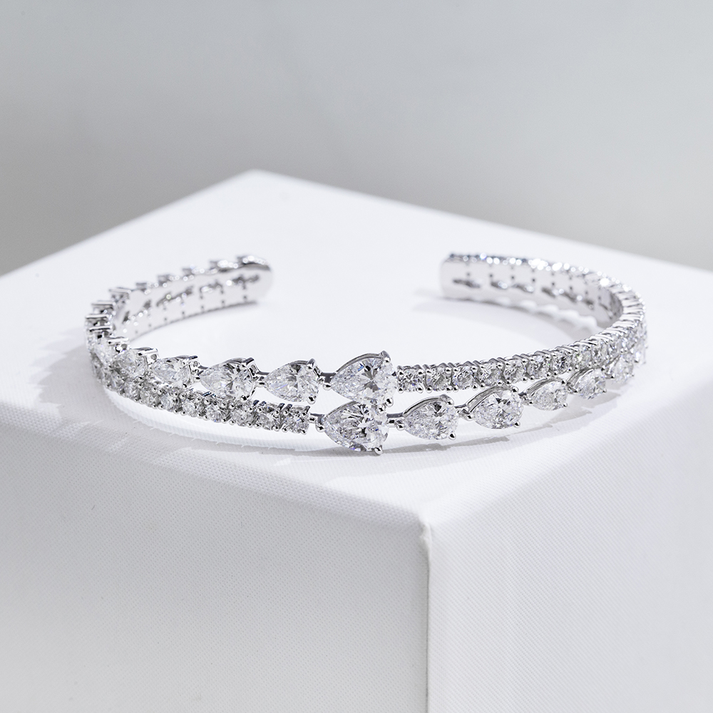 MissDiamond Lab Grown Diamond 18K White Gold Mixed Shape Bracelet MSB-647