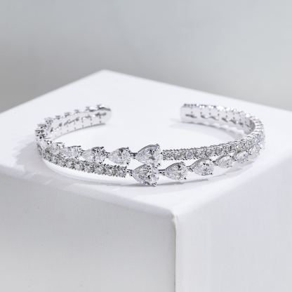 MissDiamond Lab Grown Diamond 18K White Gold Mixed Shape Bracelet MSB-647