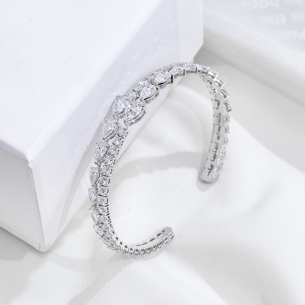 MissDiamond Lab Grown Diamond 18K White Gold Mixed Shape Bracelet MSB-647