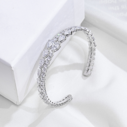 MissDiamond Lab Grown Diamond 18K White Gold Mixed Shape Bracelet MSB-647