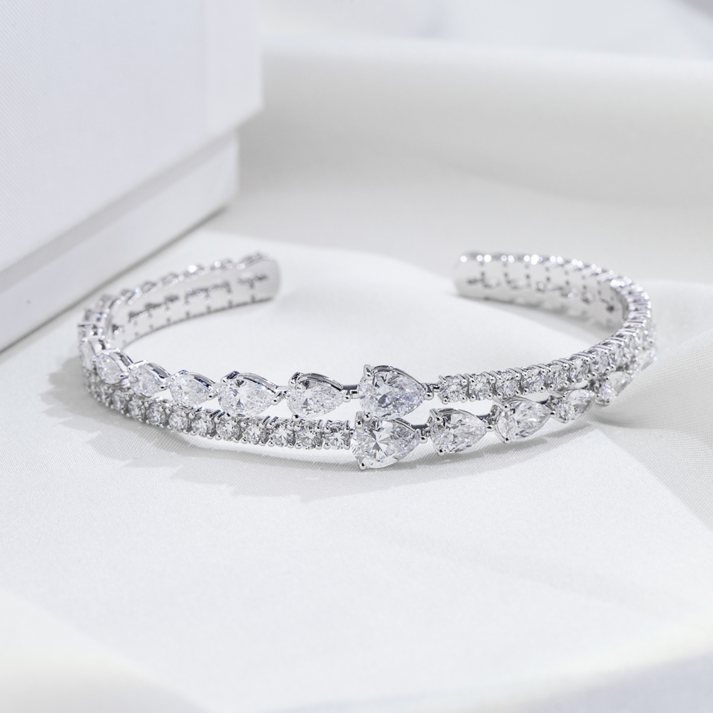 MissDiamond Lab Grown Diamond 18K White Gold Mixed Shape Bracelet MSB-647