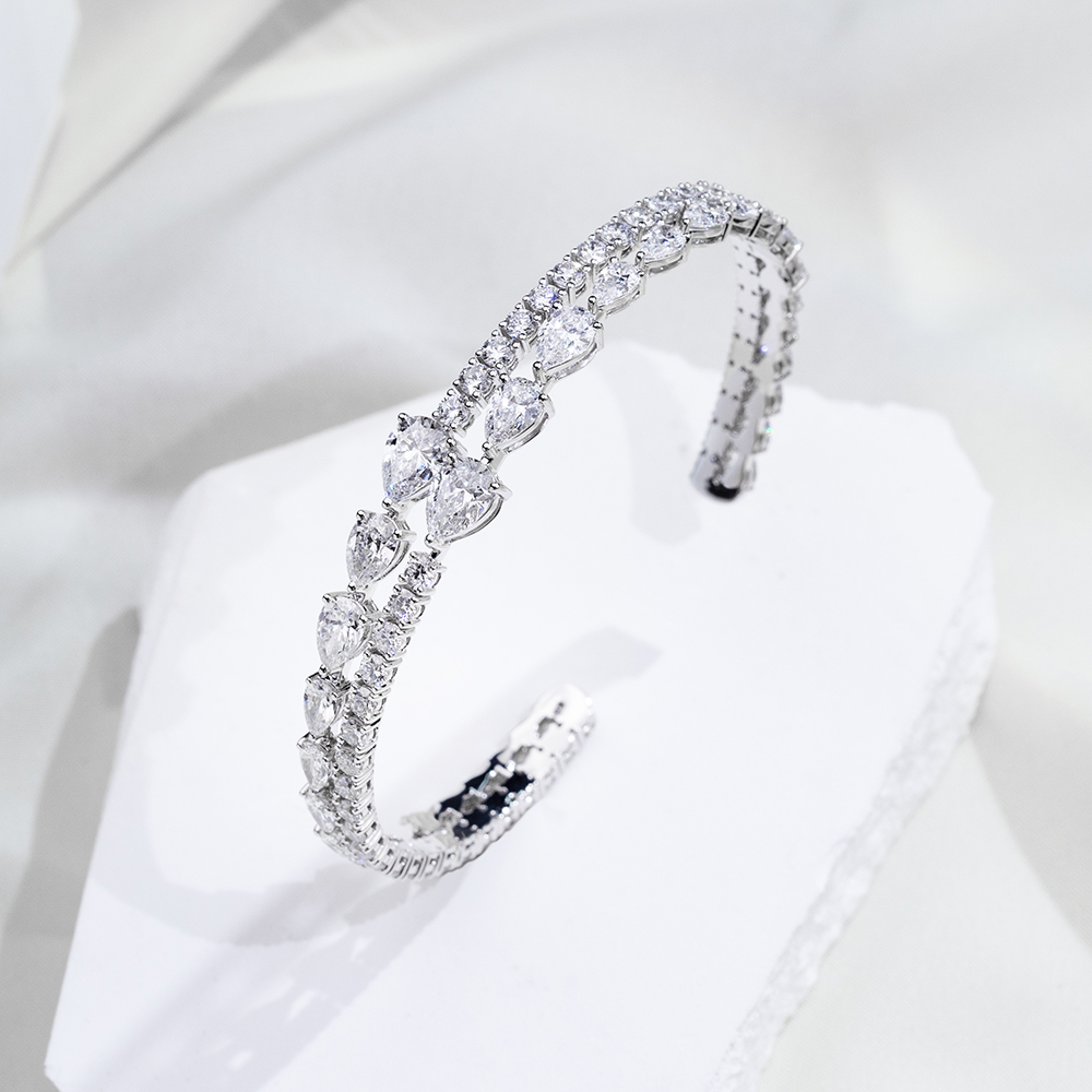 MissDiamond Lab Grown Diamond 18K White Gold Mixed Shape Bracelet MSB-647