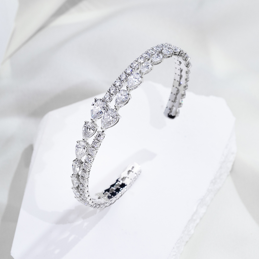 MissDiamond Lab Grown Diamond 18K White Gold Mixed Shape Bracelet MSB-647