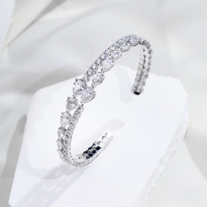 MissDiamond Lab Grown Diamond 18K White Gold Mixed Shape Bracelet MSB-647
