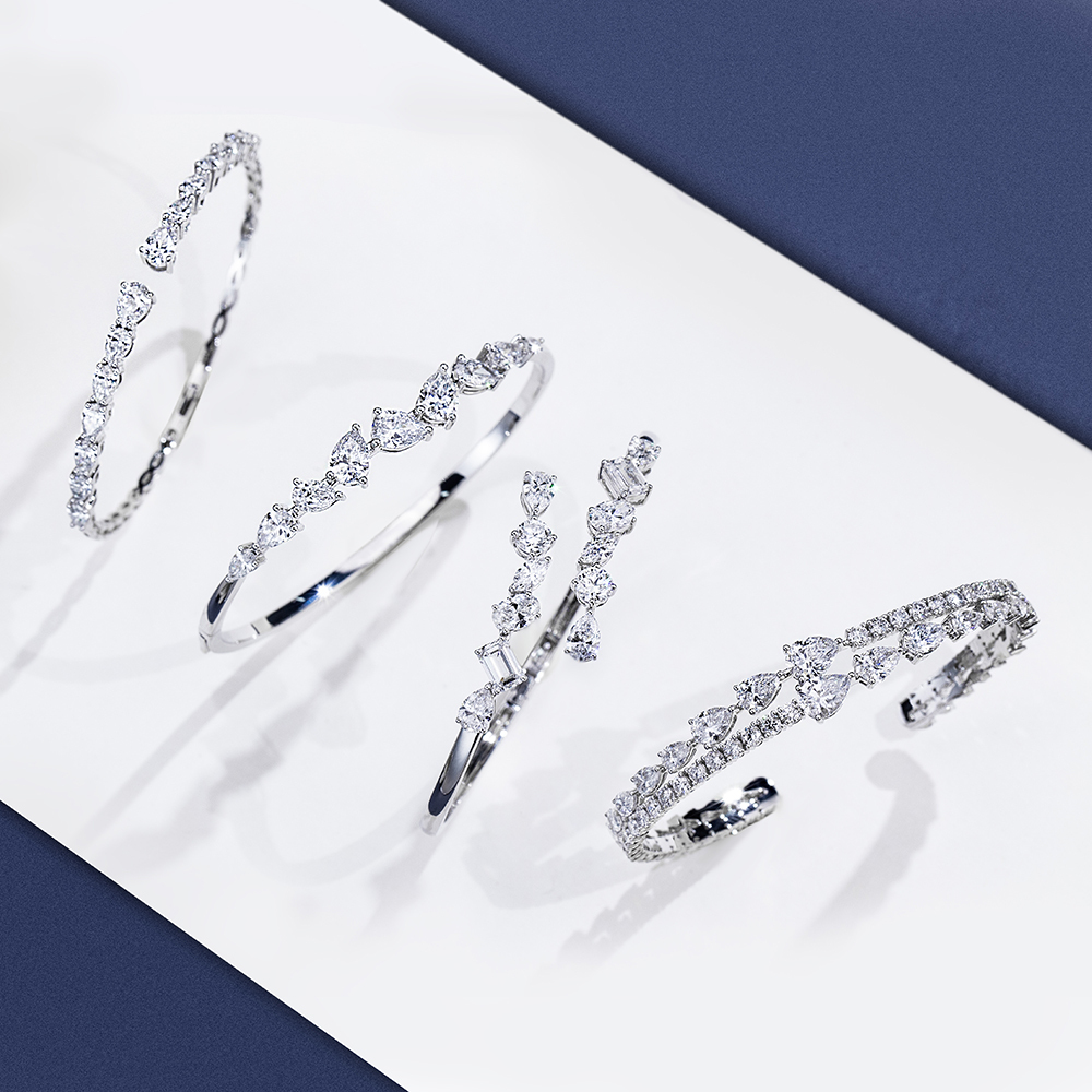 MissDiamond Lab Grown Diamond 18K White Gold Mixed Shape Bracelet MSB-647