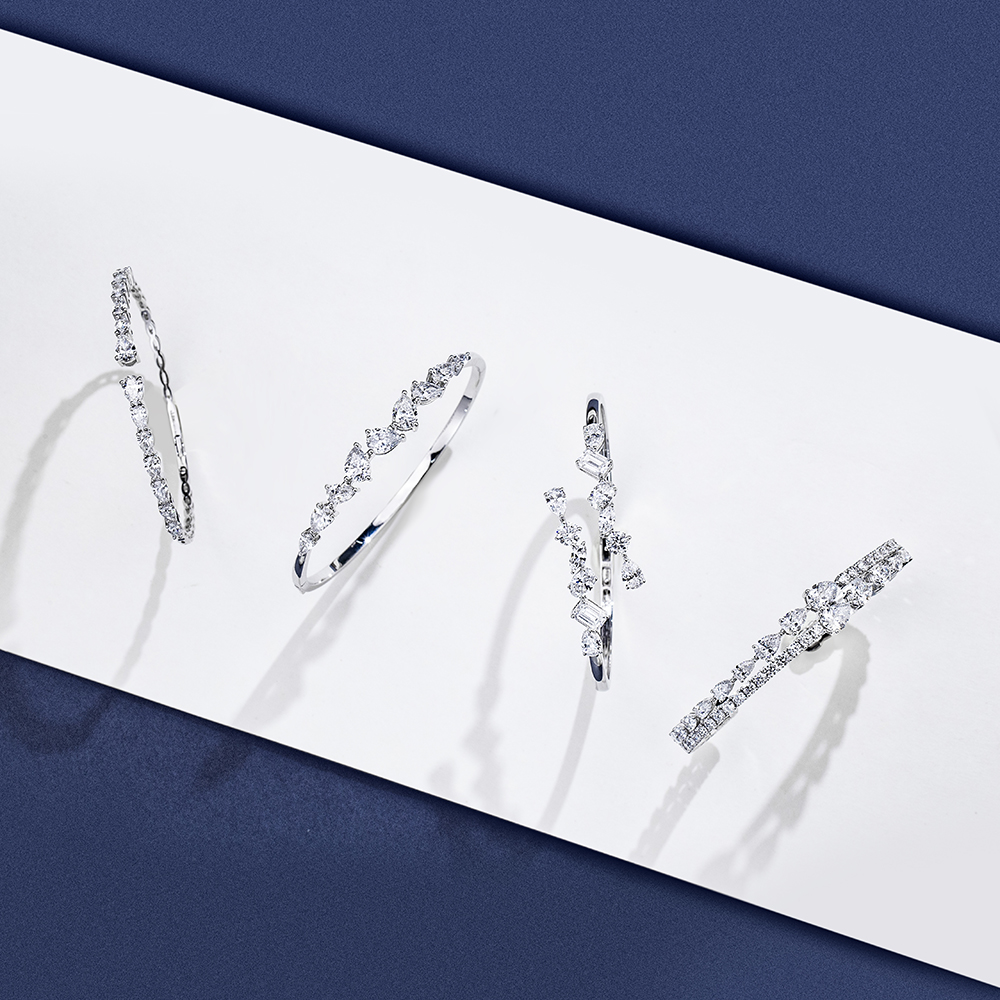 MissDiamond Lab Grown Diamond 18K White Gold Mixed Shape Bracelet MSB-647