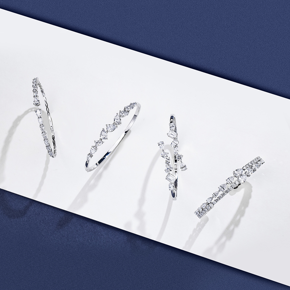 MissDiamond Lab Grown Diamond 18K White Gold Mixed Shape Bracelet MSB-647