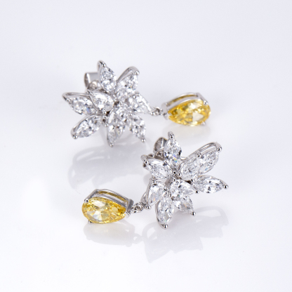 MissDiamond Pear Cut Lab Grown Diamond 18K White Gold Dangle Earrings MSE-800