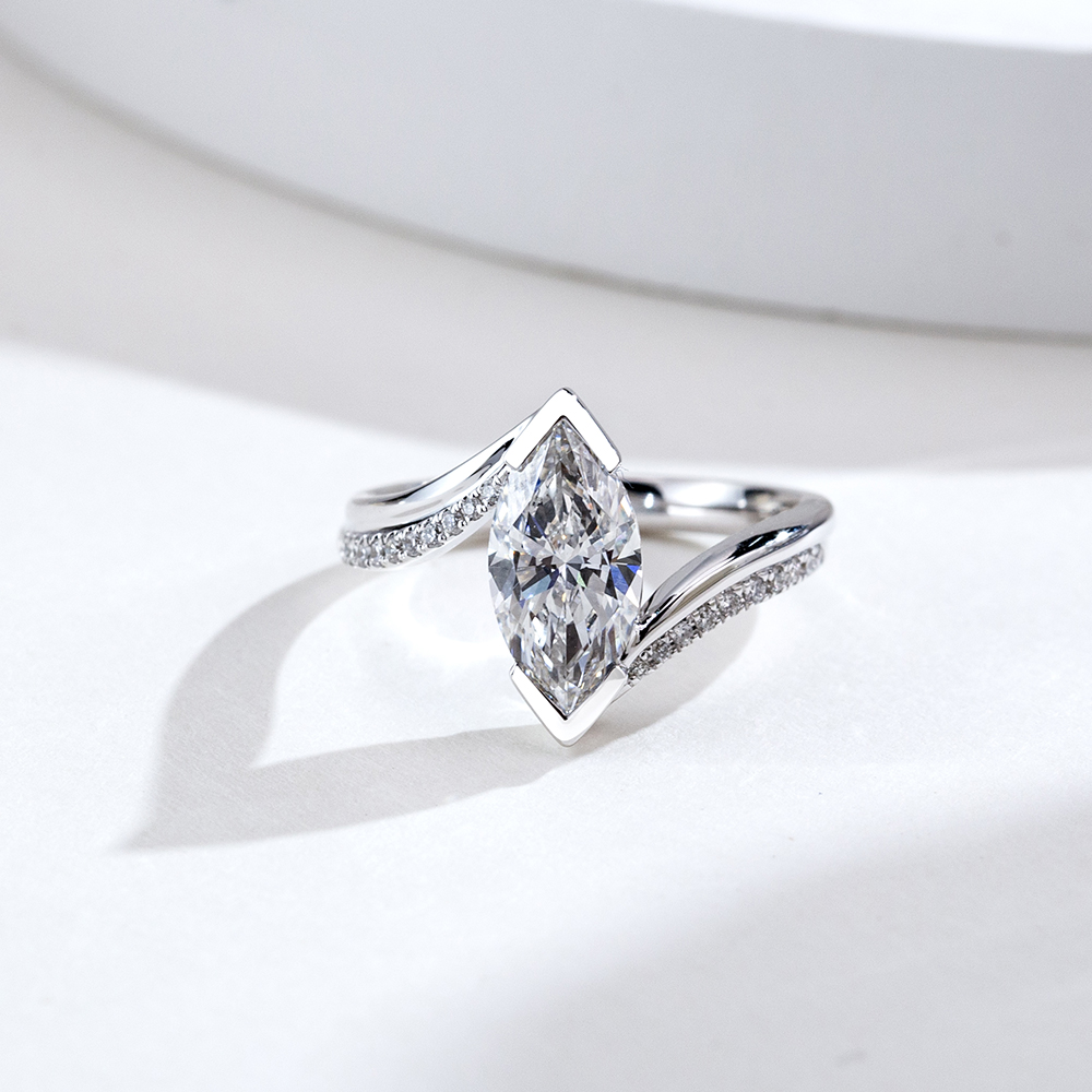 MissDiamond Marquise Cut Lab Grown Diamond 1.51CT 18K White Gold Solitaire Ring MSR-1942