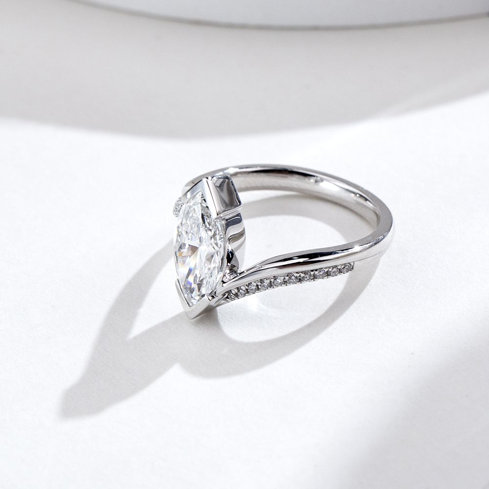 MissDiamond Marquise Cut Lab Grown Diamond 1.51CT 18K White Gold Solitaire Ring MSR-1942