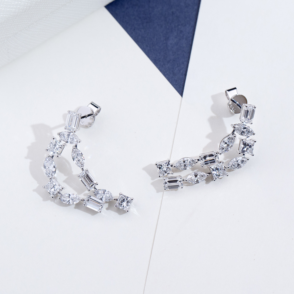 MissDiamond Lab Grown Diamond 18K White Gold Dangle Earrings MSE-844