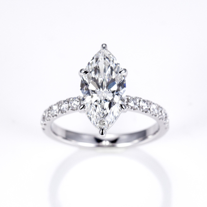 MissDiamond Marquise Cut Lab Grown Diamond 3.05CT 18K White Gold Halo Ring MSR-1125