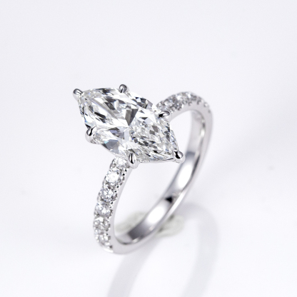 MissDiamond Marquise Cut Lab Grown Diamond 3.05CT 18K White Gold Halo Ring MSR-1125