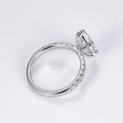 MissDiamond Marquise Cut Lab Grown Diamond 3.05CT 18K White Gold Halo Ring MSR-1125